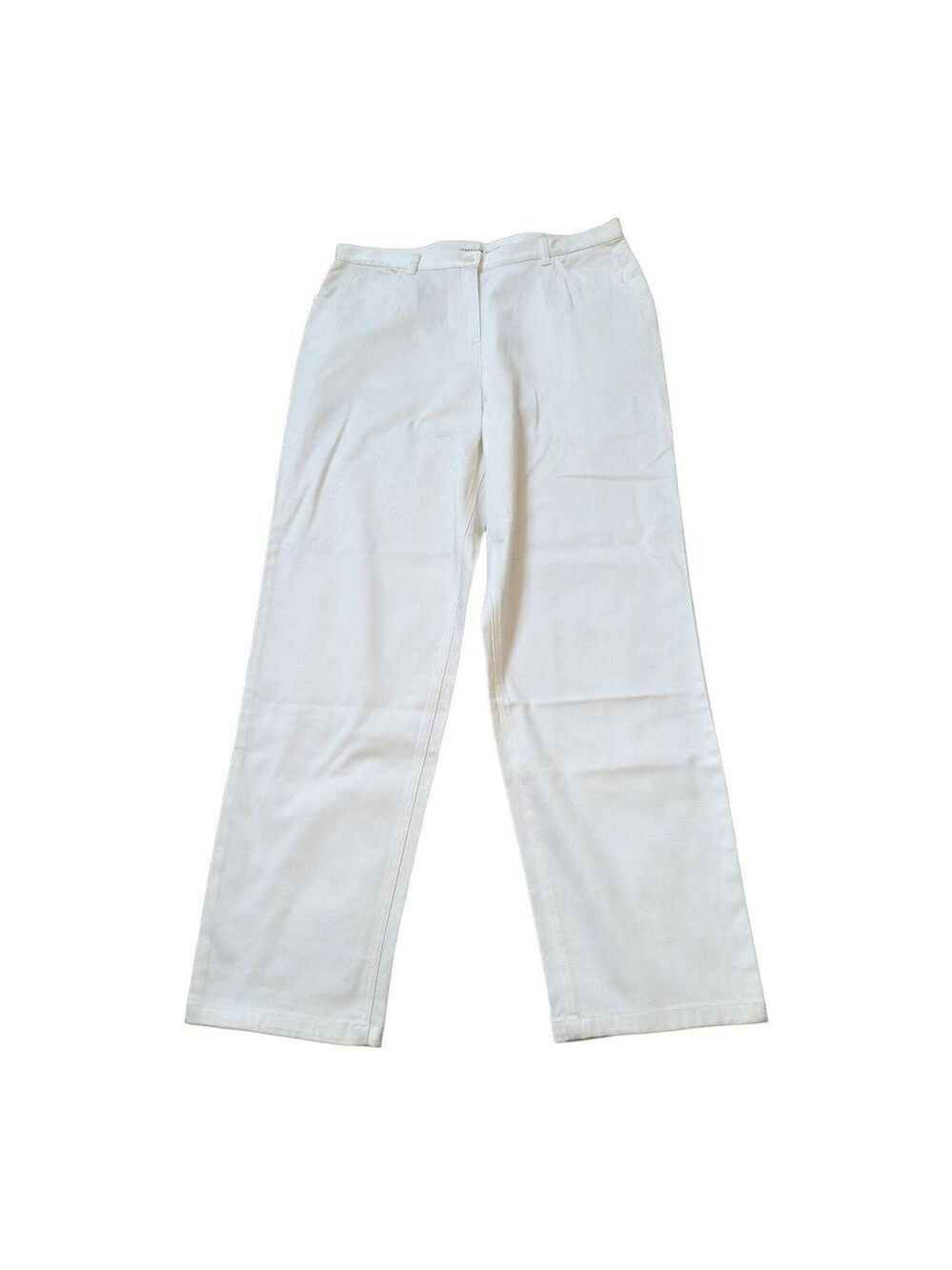 Josephine Chaus Women's White High Rise Straight Leg Stretch Cotton Pant 16 NWT